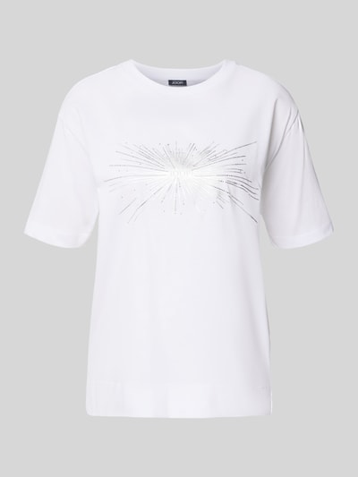 JOOP! T-shirt met logo en siersteentjes, model 'Tesia' Wit - 2