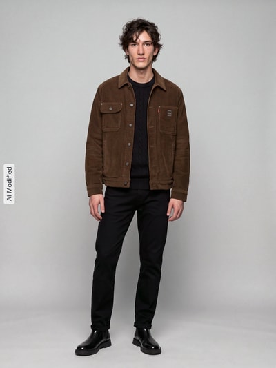 Levi's® kurtka jeansowa o kroju regular fit z fakturą sztruksu Średniobrązowy 1