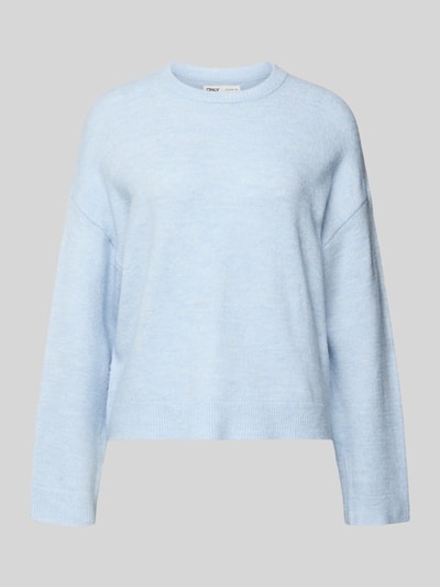 Produktfoto, Relaxed Fit Strickpullover mit Crew Neck Modell 'SIMONI' von Only in Melange-Optik, hellblau, gerippte Abschlüsse, Strick