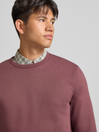 Männermodel trägt Regular Fit Sweatshirt aus Baumwoll-Mix Modell 'CERES' von ONLY in Altrosa, glatte Textur, Nahaufnahme Oberkörper, Herren Sweatshirt von ONLY & SONS