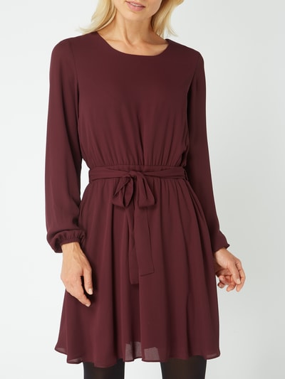 Vila Kleid aus Chiffon mit Taillengürtel Bordeaux 3