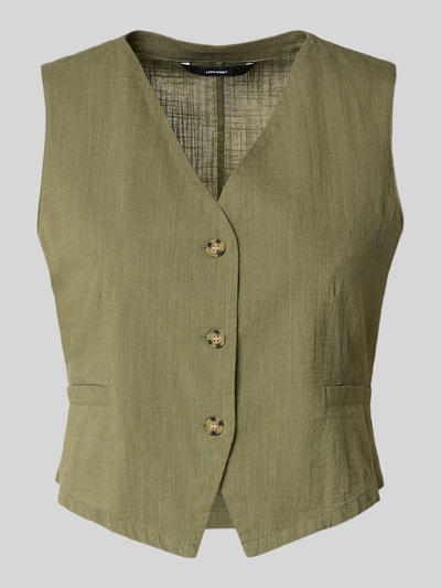 VERO MODA Regular Fit Leinenweste aus Baumwoll-Leinen-Mix Modell 'CAIA' Oliv 2