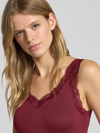 Pieces Slim Fit Tank Top aus Viskose-Mix Modell 'BARBERA' Dunkelrot 3