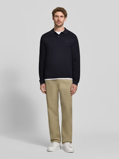 BOSS Green Relaxed Fit Poloshirt mit Woll-Anteil Modell 'KN_Momentum-X PL' Marine 1