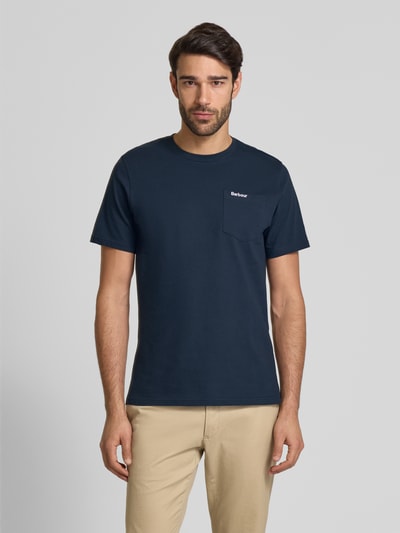 Barbour T-shirt met borstzak, model 'Langdon' Bleu - 4