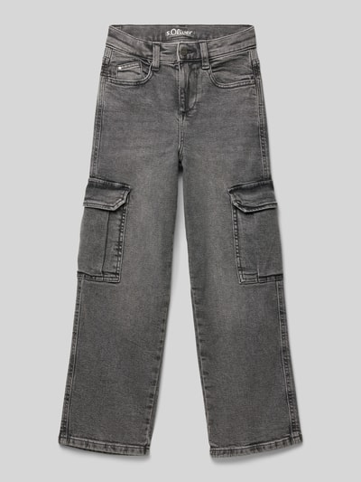 s.Oliver RED LABEL Comfort fit baggy jeans met cargozakken Zwart - 1