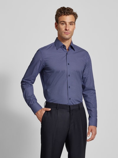 BOSS Slim fit zakelijk overhemd met kentkraag, model 'Hank' Marineblauw - 4