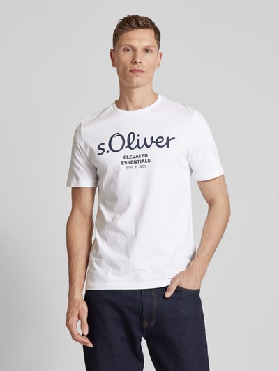 s.Oliver RED LABEL T-shirt z nadrukiem z logo Biały 4