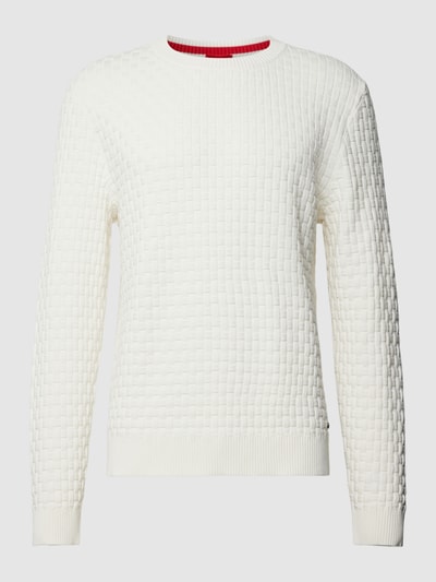 HUGO Gebreide pullover met ronde hals, model 'Stubon' Offwhite - 2