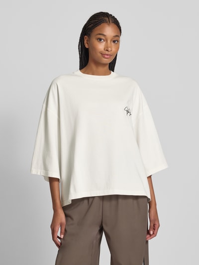 Karo Kauer Oversized T-Shirt mit Label-Stitching Weiss 4