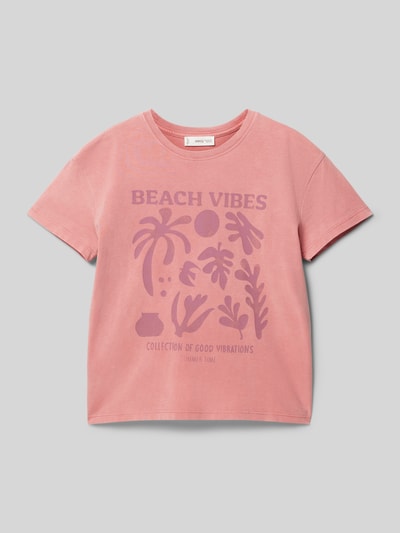 Mango T-Shirt mit Motiv-Print Modell 'beach' Hellrot 1