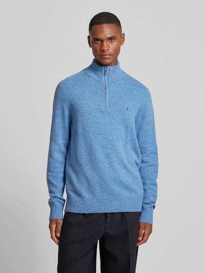 Tommy Hilfiger Wollpullover mit Stehkragen Modell 'LAMBSWOOL' Hellblau 4