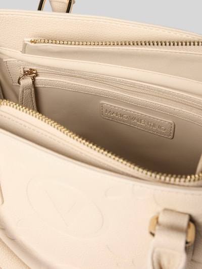 VALENTINO BAGS Handtas met structuurmotief met label, model 'SAMBA' Ecru - 4