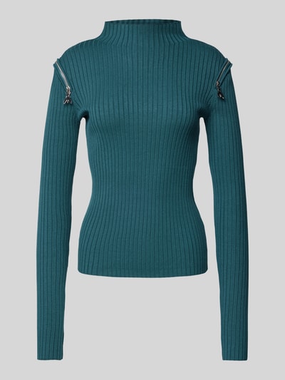 Patrizia Pepe Strickpullover mit Stehkragen Modell 'MAGLIA' Petrol 2