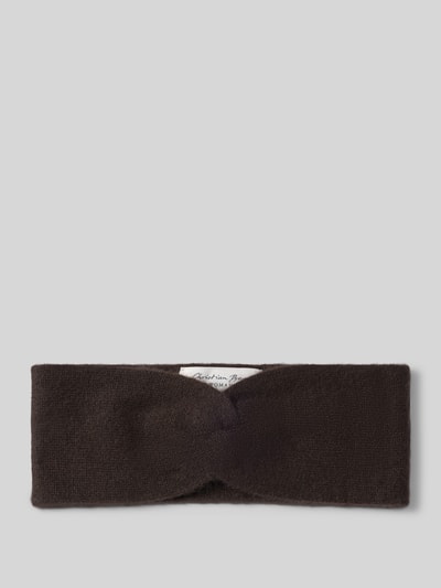 Produktfoto, Stirnband aus reinem Kaschmir von Christian Berg Woman in dunklem Braun, breites Design, Strick-Optik, Knotendetail