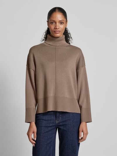 Vila Oversized gebreide pullover met col, model 'OSTRIA' Lichtbruin - 4