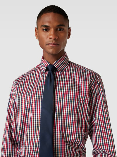 Eterna Koszula biznesowa o kroju comfort fit ze wzorem w kratę Czerwony 3