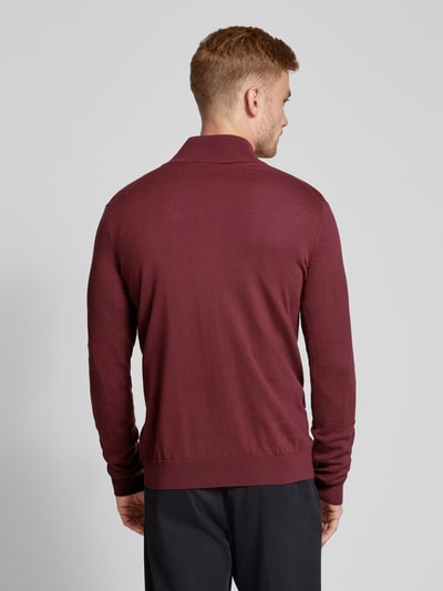 HUGO Strickpullover mit Troyer-Kragen Modell 'San Quirin' Bordeaux 5