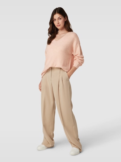 VERO MODA Strickpullover mit V-Ausschnitt Modell 'CREWLEFILE' Rosa Melange 1