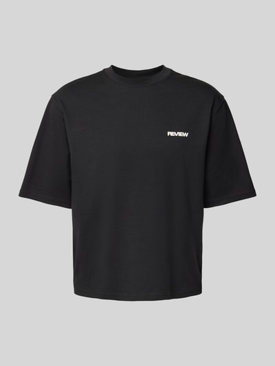 REVIEW T-shirt o kroju oversized z nadrukiem z logo Czarny 1