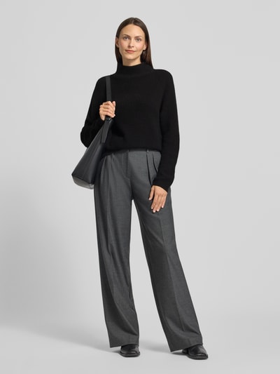 Fynch-Hatton Gebreide pullover van kasjmier met opstaande kraag Zwart - 1