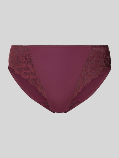 Produktfoto, Slip mit Spitzenbesatz von DORINA in Dunkelrot, Material-Mix mit Stretch-Anteil, körpernahe Passform, elastischer Bund