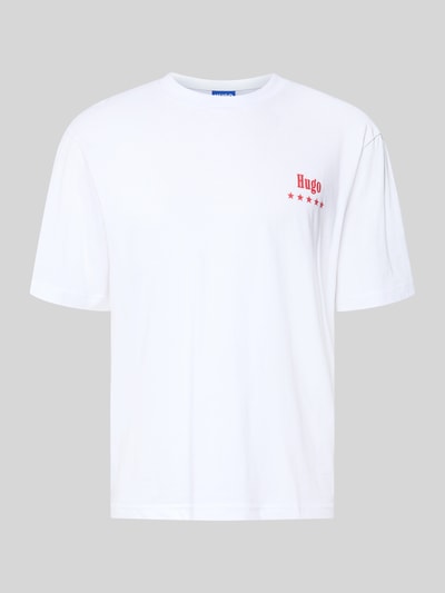 HUGO Blue męski t-shirt o kroju regular fit z czystej bawełny model 'NUCAVO' Biały 2