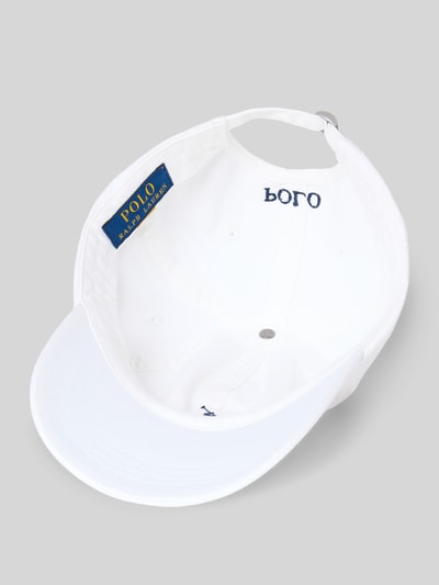 Produktfoto, Basecap aus reiner Baumwolle von Polo Ralph Lauren in Weiß, Optik: Unifarben, Logo-Stitching, Twill, eingestickte Luftlöcher, verstärkter Schirm, verstellbarer Riegel