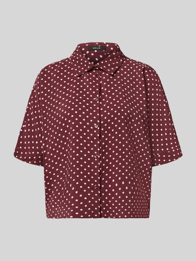 Produktfoto, weinrote Regular Fit Kurzarmbluse aus Modal-Mix Modell 'Farise polkadot' von OPUS mit weißen Punkten und glatter Textur, Damen Kurzarmbluse von OPUS