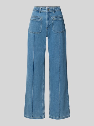 Produktfoto, blauwe Wide & Loose Fit Jeans uit mix van katoen van Jake*s Casual, rechte pijpen, zichtbare naden, egale structuur