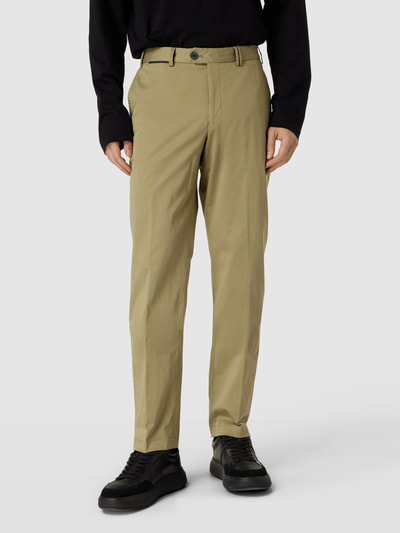 Hiltl Slim fit broek met persplooien, model 'PEAKER' Lichtgroen - 4