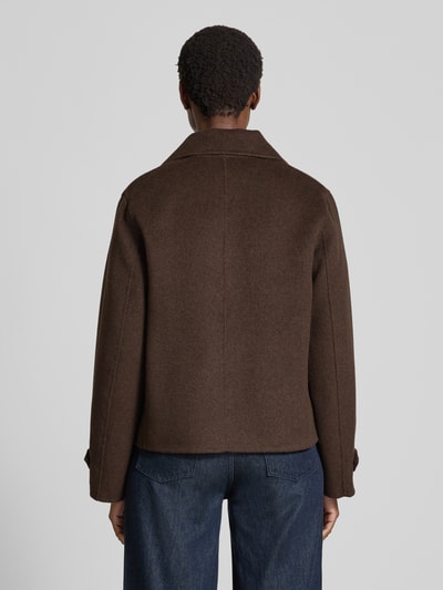 Stefanel Kurzmantel aus Lanawoll-Mix Modell 'PEACOT' Dunkelbraun 5