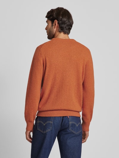 Marc O'Polo Regular fit gebreide pullover van Italiaans gespikkeld tweedgaren Oranje - 5