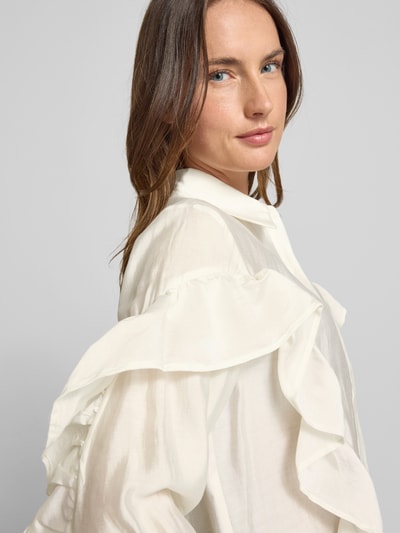Copenhagen Muse Blouse met volants en overhemdkraag, model 'MOLLY' Offwhite - 3
