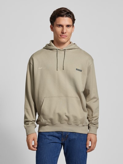 WOODBIRD Hoodie met labelprint, model 'PACS' Beige - 4