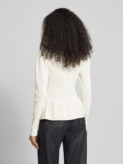HUGO Slim Fit Strickpullover aus reiner Baumwolle Modell 'SABANNA' Offwhite 5