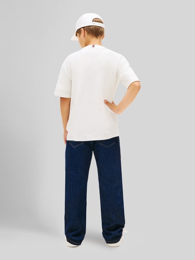 Tommy Hilfiger Teens męski t-shirt o kroju regular fit z czystej bawełny Écru 5