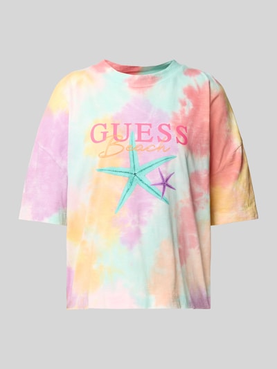 Guess Boxy fit T-shirt met extra brede schouders, model 'STARFISH' Paars - 2