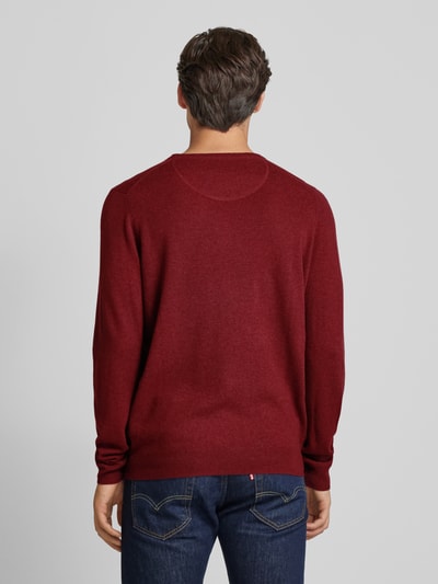 Fynch-Hatton Gebreide pullover met labelstitching Bordeaux - 5