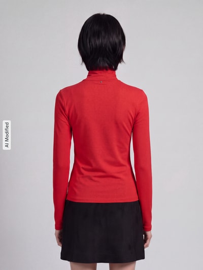 BOSS Orange Slim Fit Langarmshirt aus Viskose-Mix Modell 'C_ELIANA' Rot 5
