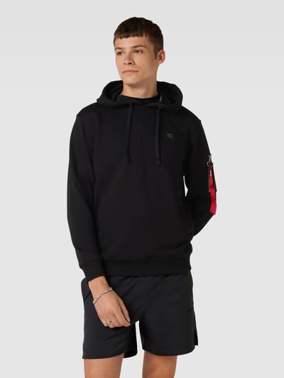 Alpha Industries Hoodie met labelapplicatie, model 'X-FIT' Zwart - 4