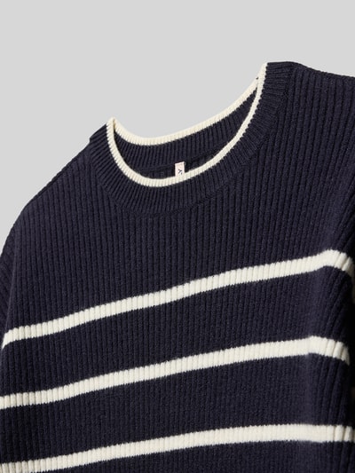 Only Regular fit gebreide jurk van viscosemix, model 'IBI' Marineblauw - 2