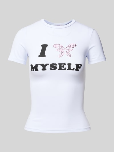 FELICIOUS T-Shirt mit Strasssteinbesatz Modell 'Love Yourself' Weiss 2