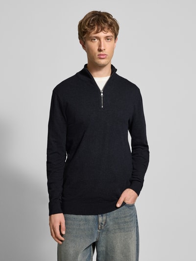 Blend Troyer aus Baumwoll-Mix in Strick-Optik Black 4