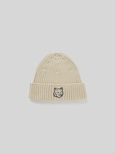 MAISON KITSUNE Beanie mit Label-Stitching Sand 2