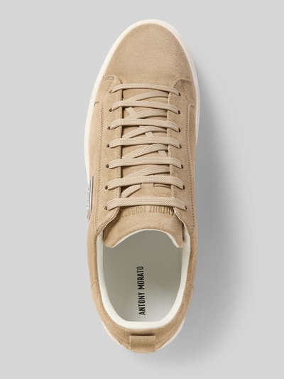 Antony Morato Sneakers van echt leer met logo-applicatie, model 'Suede' Beige - 3