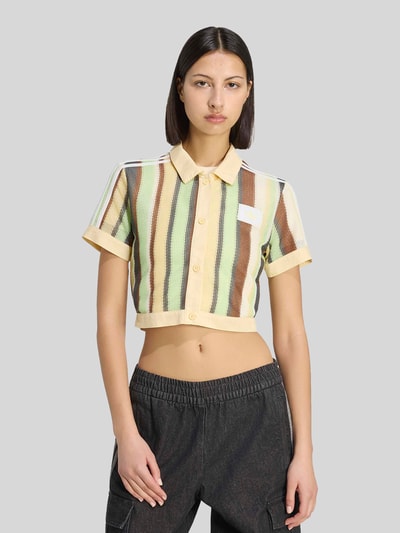 adidas Originals Koszulka polo o krótkim kroju z detalami z logo Jasnozielony 4