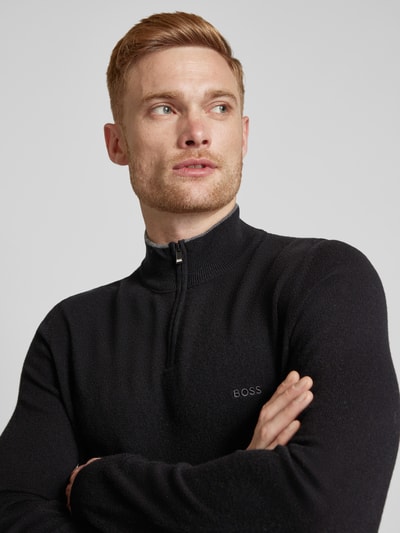 BOSS Gebreide pullover met opstaande kraag, model 'Emarlo' Zwart - 3