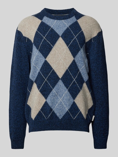 Gant Sweter z dzianiny z okrągłym dekoltem model ‘ARGYLE’ Granatowy 2