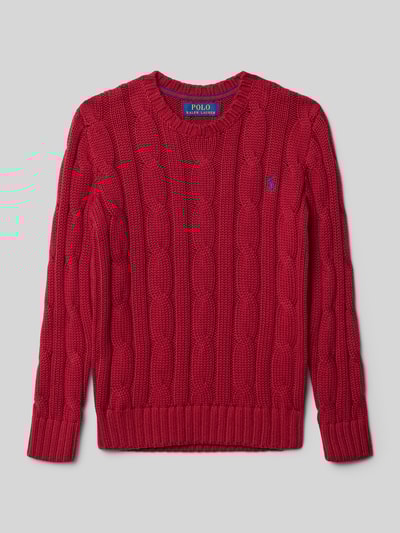 Polo Ralph Lauren Teens Sweter z dzianiny z prążkowanymi wykończeniami Ciemnoczerwony 1